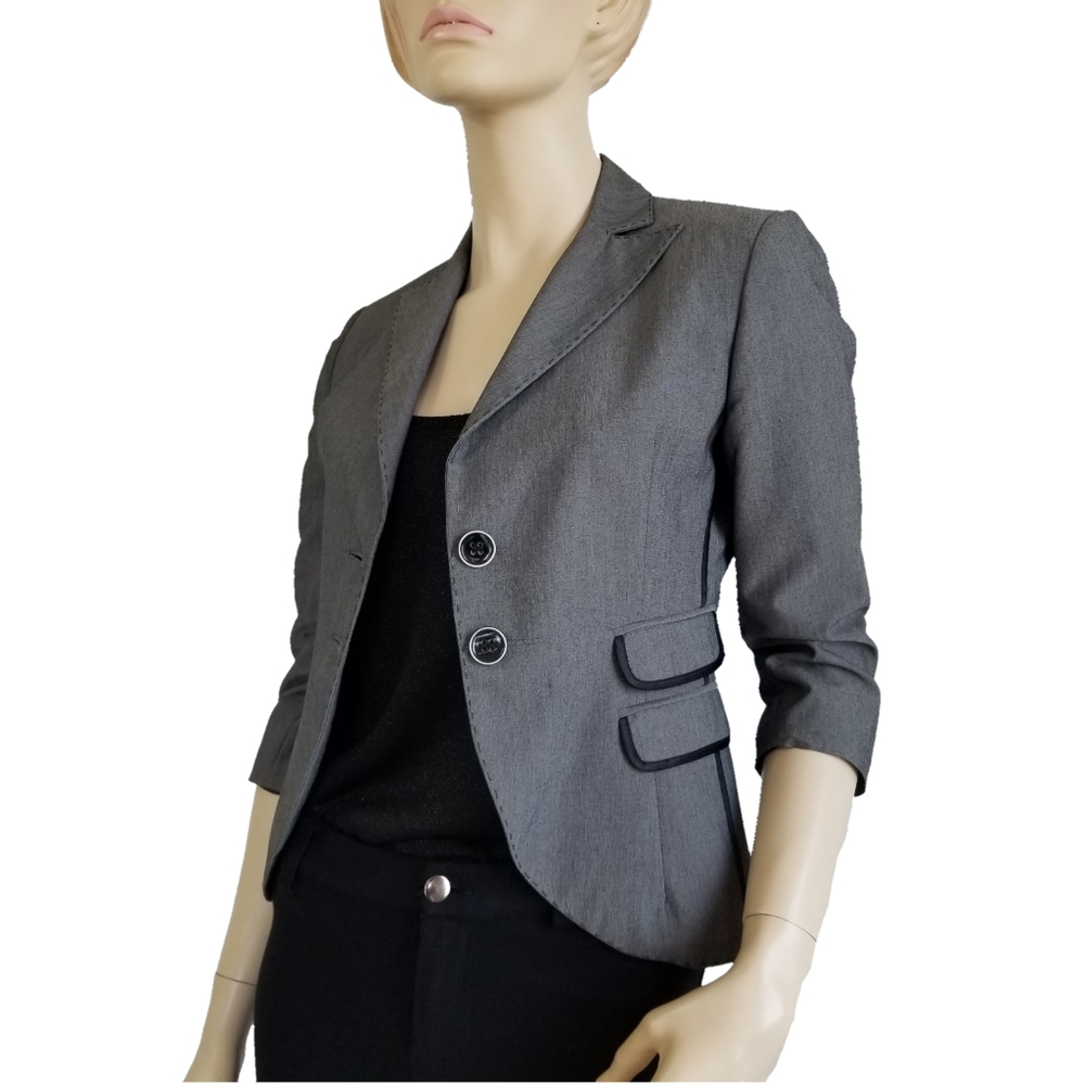 Andrea Rosati Gray Black Trim Jacket